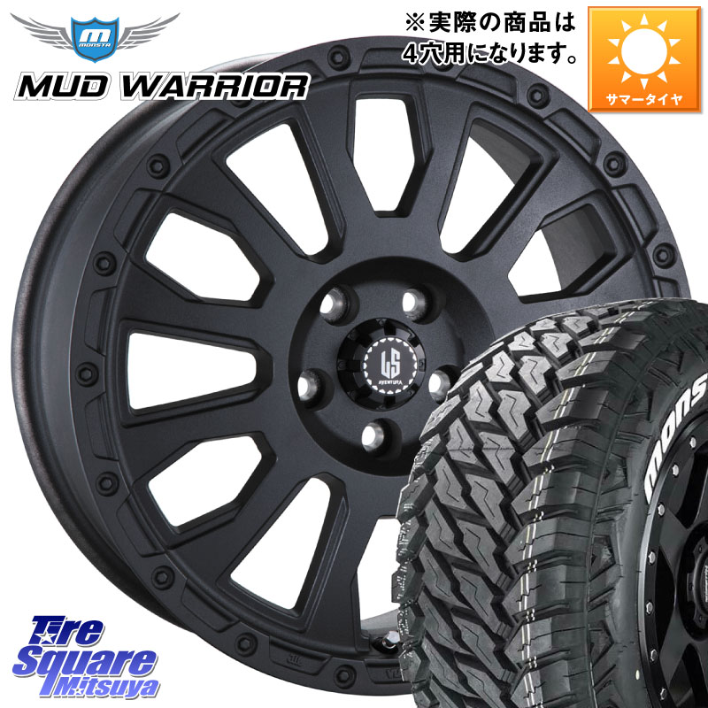 阿部商会 LA STRADA AVENTURA アヴェンチュラ BK 16インチ 16 X 6.0J +40 4穴 100 MONSTA TIRE MUD WARRIOR MT M/T ホワイトレター 215/70R16