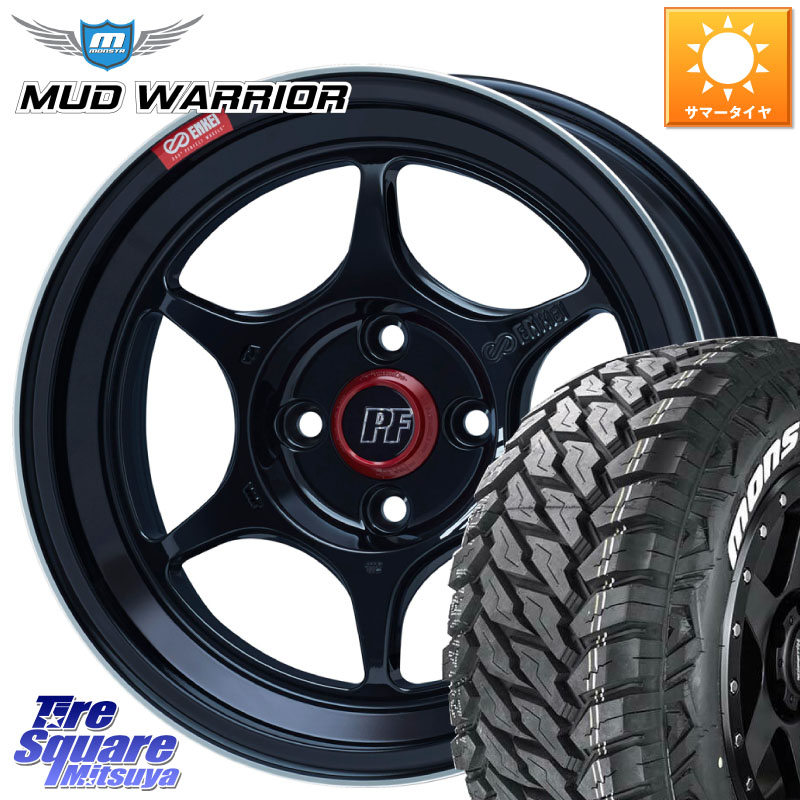 ENKEI エンケイ PerformanceLine PF06 BK ホイール 16インチ 16 X 6.5J +38 4穴 100 MONSTA TIRE MUD WARRIOR MT M/T ホワイトレター 215/70R16