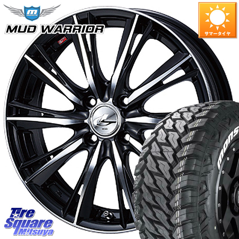 WEDS 33873 レオニス WX ウェッズ Leonis ホイール 16インチ 16 X 6.0J +42 4穴 100 MONSTA TIRE MUD WARRIOR MT M/T ホワイトレター 215/70R16