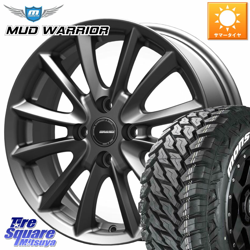 KOSEI クレイシズVS6 QRA600Gホイール 16 X 6.0J +42 4穴 100 MONSTA TIRE MUD WARRIOR MT M/T ホワイトレター 215/70R16