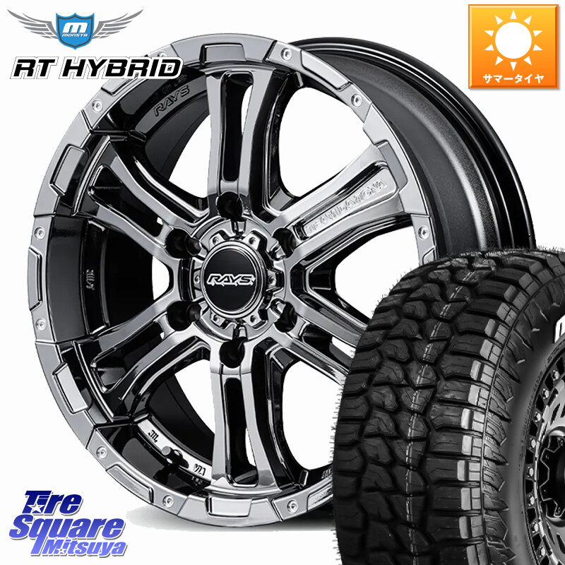 MONSTA TIRE RT HYBRID RT R/T ハイブリット ホワイトレター 109/107 215/65R16 109*107RAYS 【欠品次回9~10月】 デイトナ FDX-AG TEAM DAYTONA ブラックメタルコート ホイール 16インチ 16X6.5J 38 6穴 139.7 200系ハイエース｜タイヤスクエアミツヤ