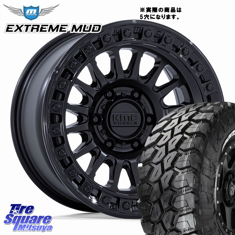 MONSTA TIRE EXTREME MUD ホワイトレター サマータイヤ 35X/12.50R17KMC KM552 IMS ブラック ※インセット-10 ホイール 17インチ◇参考画像 17X8.5J 0 5穴 127 クライスラー ジープ ラングラー JK系 クライスラー ジープ ラングラー JL系｜タイヤスクエアミツヤ