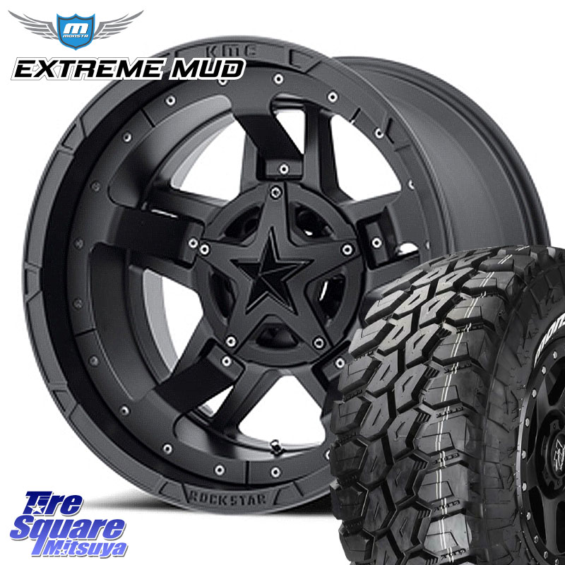 MONSTA TIRE EXTREME MUD ホワイトレター サマータイヤ 35X/12.50R17KMC XD827 ROCKSTAR3 ※インセット-12 ホイール 17インチ ロックスター3 17X9.0J 0 5穴 127 クライスラー ジープ ラングラー JK系 クライスラー ジープ ラングラー JL系|タイヤスクエアミツヤ
