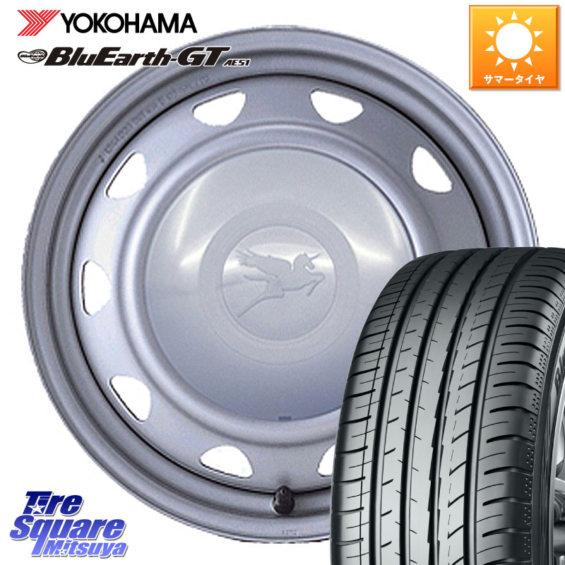 WEDS キャロウィン PC-553 スチールホイール 14インチ 14 X 5.5J +40 4穴 114.3 YOKOHAMA R6954 BluEarth-GT AE51 ヨコハマ 185/65R14