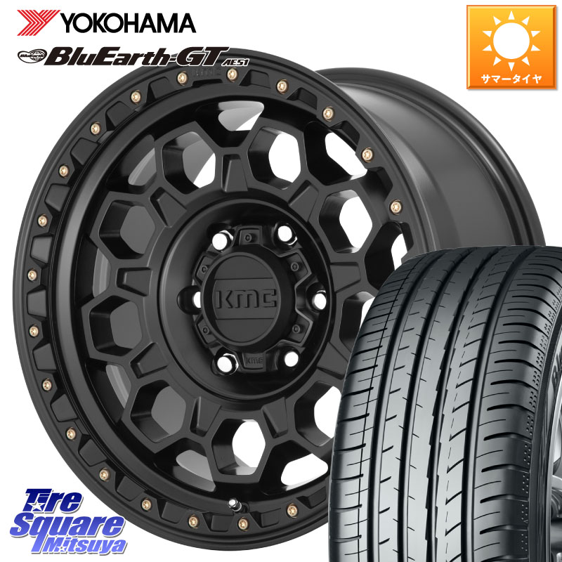 KMC KM545 Trek Black ホイール 17インチ 17 X 8.0J +35 5穴 114.3 YOKOHAMA R4573 BluEarth-GT AE51 ヨコハマ 225/50R17