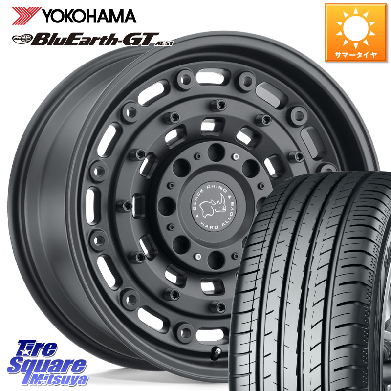 YOKOHAMA R4586 BluEarth-GT AE51 ヨコハマ 225/45R18BLACK RHINO ARSENAL TEXTUREDBLACK ブラックライノ アーセナル 18インチ ブラックライノ 18X8.0J 30 5穴 114.3｜タイヤスクエアミツヤ