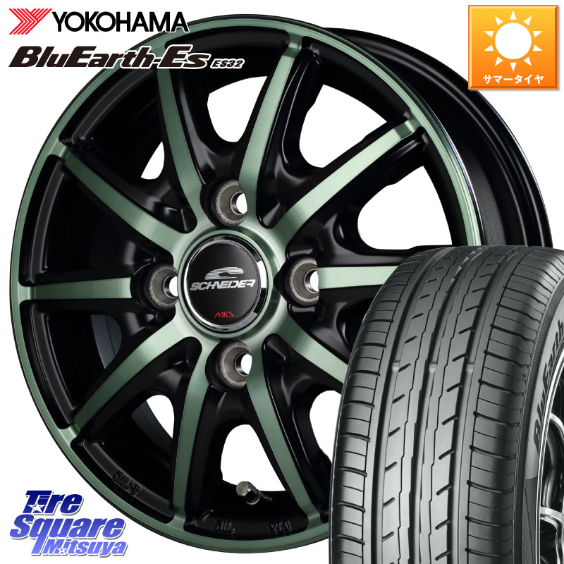 YOKOHAMA R2409 BluEarth-Es ES32 ヨコハマ 165/60R14MANARAY MID SCHNEIDER RX10-K GREEN 14インチ 14X4.5J 45 4穴 100 トッポBJ エブリイ ワゴン|タイヤスクエアミツヤ