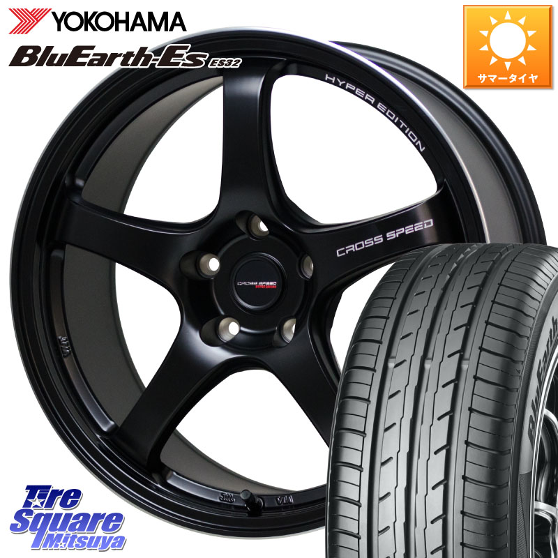 HotStuff クロススピード CR5 CR-5 軽量 BK ホイール 18インチ 18 X 8.5J +50 5穴 114.3 YOKOHAMA R6296 BluEarth-Es ES32 ヨコハマ 225/45R18