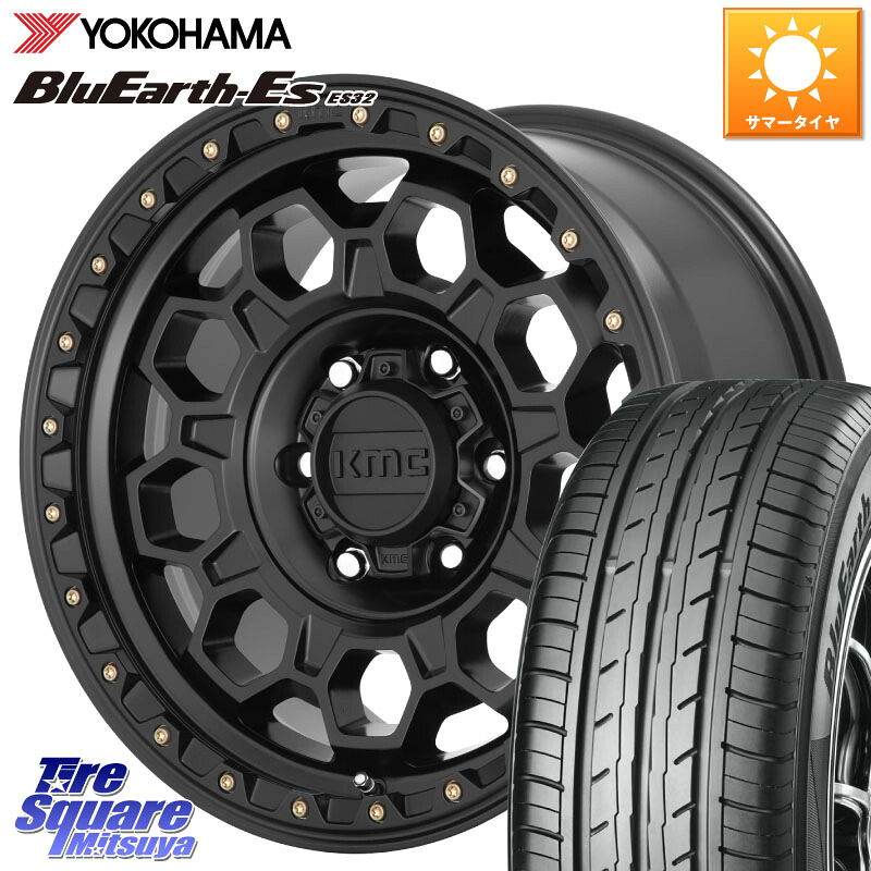 KMC KM545 Trek Black ホイール 17インチ 17 X 8.0J +35 5穴 114.3 YOKOHAMA R6298 BluEarth-Es ES32 ヨコハマ 215/60R17 20系アルファード