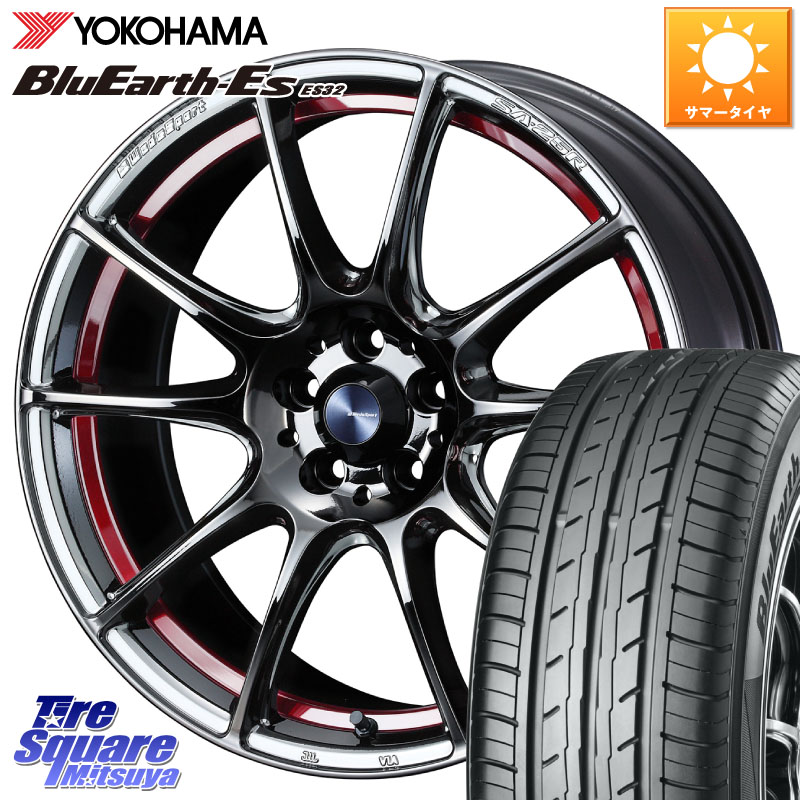 WEDS SA-25R RED ウェッズ スポーツ ホイール 18インチ 18 X 7.5J +45 5穴 114.3 YOKOHAMA R2470 BluEarth-Es ES32 ヨコハマ 225/40R18 プリウスアルファ GRヤリスRSノーマルキャリパー フロンクス