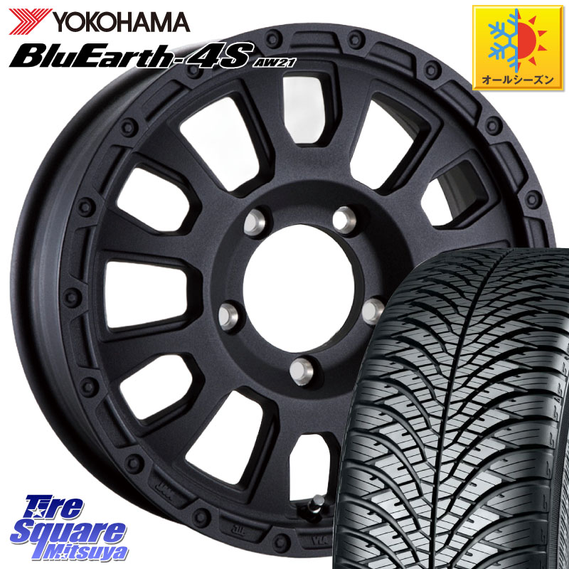 YOKOHAMA R3328 BluEarth-4S AW21 オールシーズンタイヤ ヨコハマ 215/65R16 阿部商会 LA STRADA AVENTURA アヴェンチュラ BK 16インチ 16 X 5.5J +22 5穴 139.7 ジムニー専用(要オーバーフェンダー等)