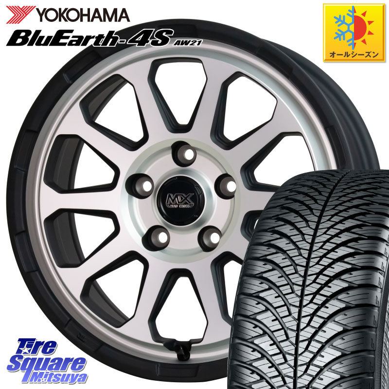 YOKOHAMA R4434 BluEarth-4S AW21 オールシーズンタイヤ ヨコハマ 215/60R17HotStuff マッドクロス レンジャー シルバー ホイール 17インチ 17X7.0J 38 5穴 114.3 カローラクロス 20系アルファード エルグランド 日産 エクストレイル X-TRAIL 日産 ヴェルファイア UX|タイヤスクエアミツヤ