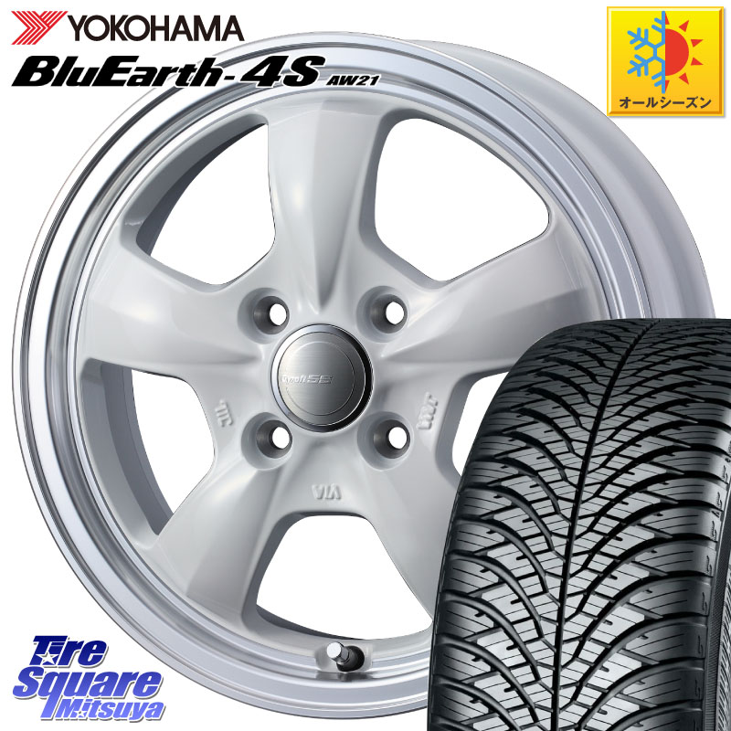 YOKOHAMA R8811 BluEarth-4S AW21 オールシーズンタイヤ ヨコハマ 175/70R14 WEDS 41118 GYRAFT 5S グラフト ホワイト ホイール 14インチ 14 X 4.5J +45 4穴 100 Mx27/37/47Sソリオ・デリカD2