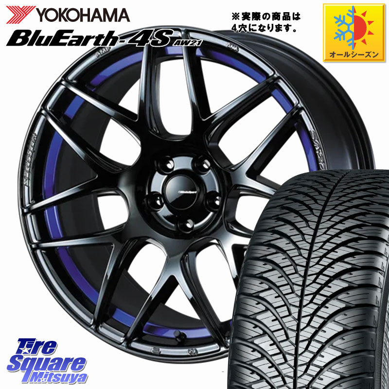 YOKOHAMA R5423 BluEarth-4S AW21 オールシーズンタイヤ ヨコハマ 205/50R17WEDS WedsSport SA-27R SA27R ウェッズ スポーツ ホイール 17インチ 17X6.5J 42 4穴 100 E13オーラ｜タイヤスクエアミツヤ