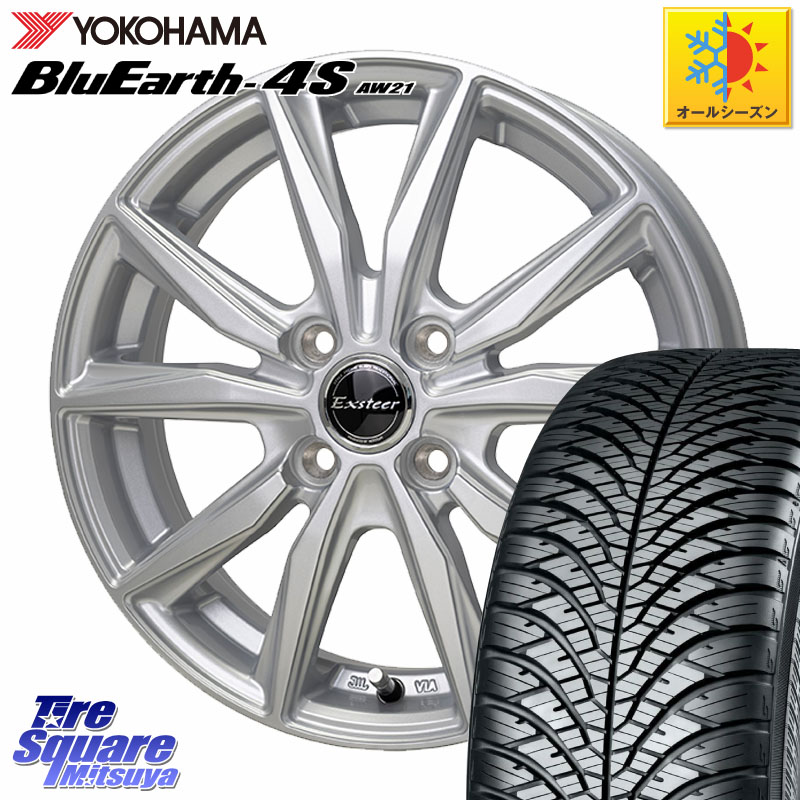 YOKOHAMA R7608 BluEarth-4S AW21 オールシーズンタイヤ ヨコハマ 155/65R14HotStuff Exsteer ST ホイール 14インチ エクシーダ 14X4.5J 45 4穴 100 N-BOX デリカミニ2WD タント スペーシア サクラ ハイゼットアゲトラCustom車用※軽自動車専用ホイール※ ルークス ROO|タイヤスクエアミツヤ