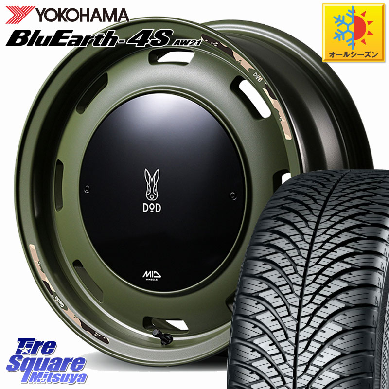 YOKOHAMA R7616 BluEarth-4S AW21 オールシーズンタイヤ ヨコハマ 215/70R16 MANARAY MID x DOD ウシャリントバリ ※インセット-5 ホイール 16インチ 16 X 6.0J(JB74) +0 5穴 139.7 ジムニ－シエラ・ノマド