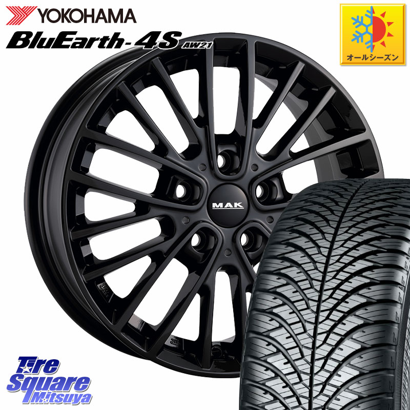 YOKOHAMA R3317 BluEarth-4S AW21 オールシーズンタイヤ ヨコハマ 205/55R16 阿部商会 MAK CHELSE BK ホイール 16インチ 16 X 7.0J(MINI F54) +52 5穴 112 MINI ミニ クラブマン F54