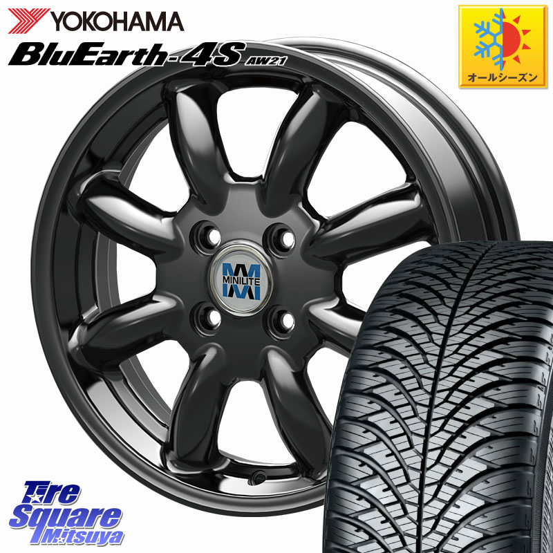 YOKOHAMA R8810 BluEarth-4S AW21 オールシーズンタイヤ ヨコハマ 165/60R15KOSEI MINILITE ブラック ホイール 15インチ ミニライト 15X4.5J 45 4穴 100 デリカミニ4WD キャスト[アクティバ] ハスラー ピクシスジョイ[Cグレード] ハイゼットアゲトラCustom車用※軽自動｜タイヤスクエアミツヤ 97,191円