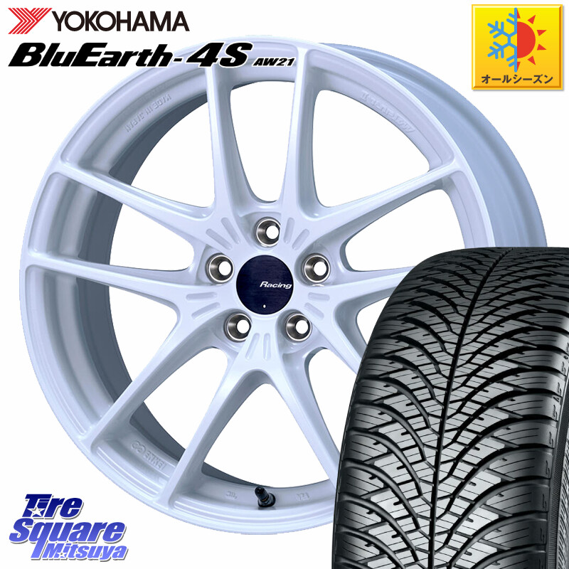 YOKOHAMA R5423 BluEarth-4S AW21 オールシーズンタイヤ ヨコハマ 205/50R17ENKEI エンケイ Racing NVR5 For GR86・BRZ Cup ホイール 17インチ 17X7.5J 44 5穴 100 カローラスポーツ 50系プリウス イスト ist｜タイヤスクエアミツヤ