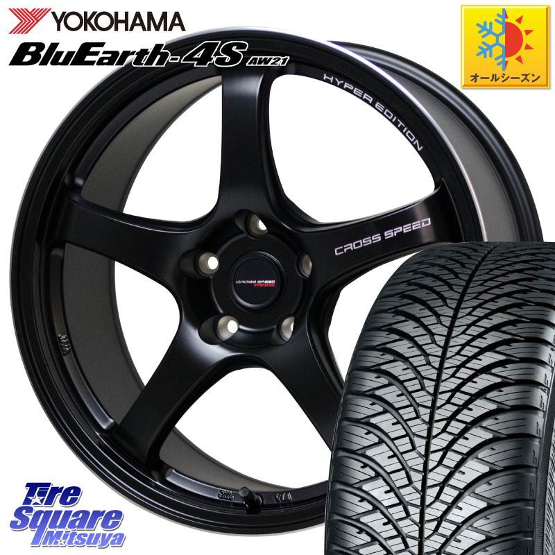YOKOHAMA R7610 BluEarth-4S AW21 オールシーズンタイヤ ヨコハマ 225/45R18HotStuff クロススピード CR5 CR-5 軽量 BK ホイール 18インチ 18X7.5J 48 5穴 100 レガシー レガシィ ワゴン エクシーガ｜タイヤスクエアミツヤ