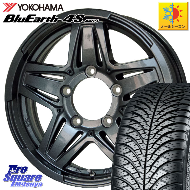 YOKOHAMA R3328 BluEarth-4S AW21 オールシーズンタイヤ ヨコハマ 215/65R16 HotStuff マッドクロス JB-01 JB01 (GM) ホイール 16インチ 16 X 6.0J +0 5穴 139.7 ジムニー専用(要オーバーフェンダー等) ジムニ－シエラ・ノマド(カスタム)
