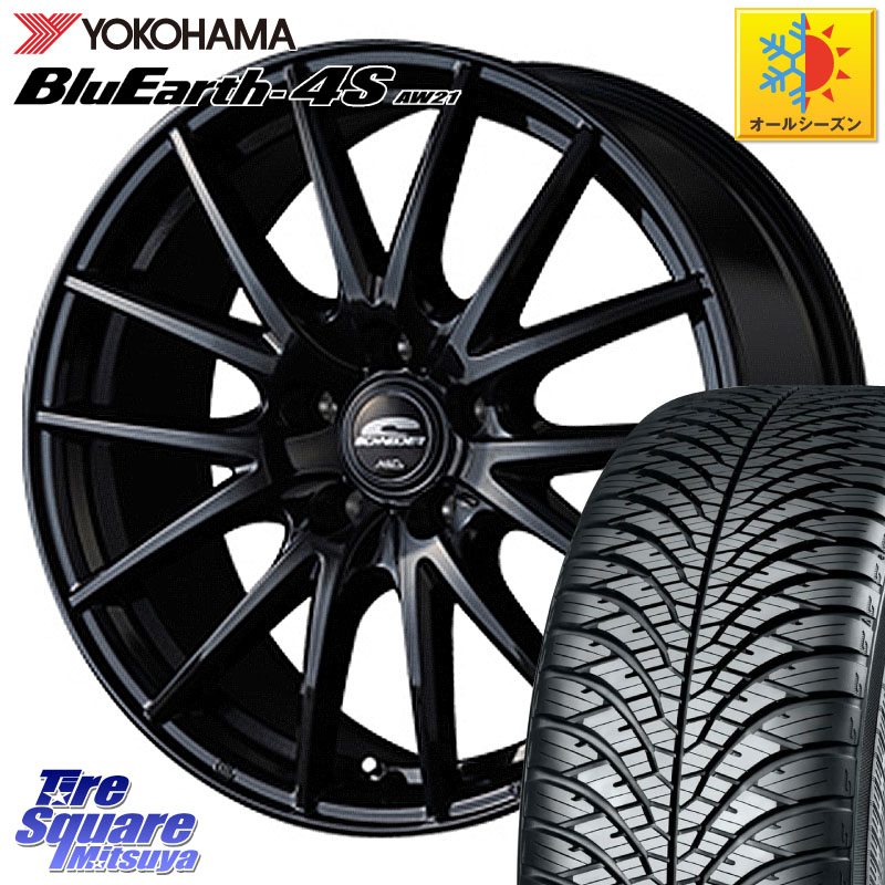 YOKOHAMA R4443 BluEarth-4S AW21 オールシーズンタイヤ ヨコハマ 215/55R18MANARAY MID SCHNEIDER SQ27 ブラック ホイール 18インチ 18X7.0J 50 5穴 114.3 CX-30 MX-30 ZE2リーフ クロスロード|タイヤスクエアミツヤ