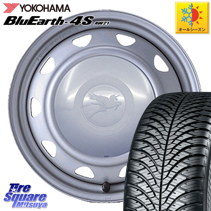 YOKOHAMA R8810 BluEarth-4S AW21 オールシーズンタイヤ ヨコハマ 165/60R15WEDS キャロウィン PS-603 スチールホイール 15インチ 15X6.0J 45 4穴 100 ミラージュ|タイヤスクエアミツヤ