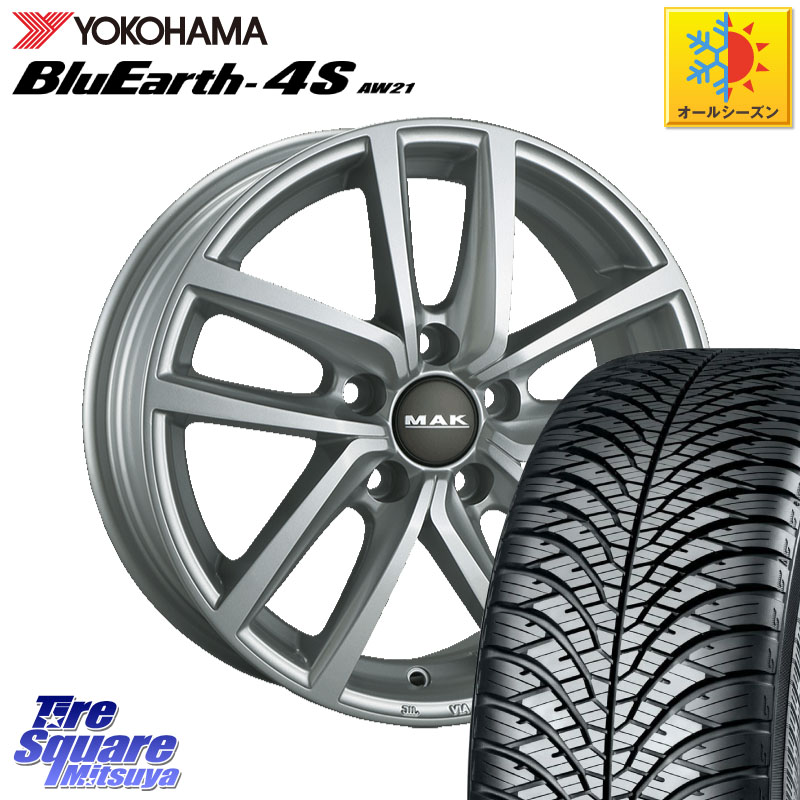 YOKOHAMA R4449 BluEarth-4S AW21 オールシーズンタイヤ ヨコハマ 225/60R17阿部商会 MAK DRESDEN ホイール 17インチ 17X7.0J(VW TIGUAN 5NC) 40 5穴 112 フォルクスワーゲン ティグアン|タイヤスクエアミツヤ