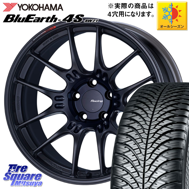 YOKOHAMA R7612 BluEarth-4S AW21 オールシーズンタイヤ ヨコハマ 205/45R17ENKEI エンケイ RACING GTC02 BK ホイール 17インチ 17X7.5J 35 4穴 100 ロードスター(ローダウン等)|タイヤスクエアミツヤ