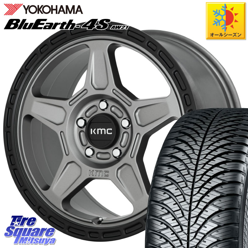 YOKOHAMA R4449 BluEarth-4S AW21 オールシーズンタイヤ ヨコハマ 225/60R17 KMC KM721 ALPINE グレイ ホイール 17インチ 専用Nut別売 17 X 8.0J +38 5穴 114.3 30系アルファード 30系ヴェルファイア