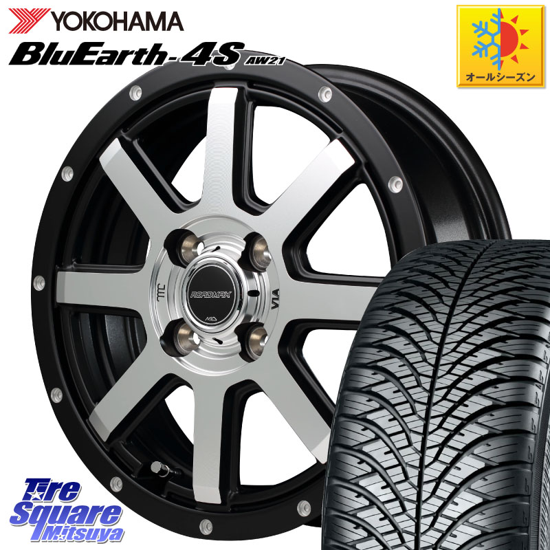 YOKOHAMA R8811 BluEarth-4S AW21 オールシーズンタイヤ ヨコハマ 175/70R14 MANARAY MID ROADMAX WF-8 ディスクPO ホイール 14インチ 14 X 4.5J +43 4穴 100 Mx27/37/47Sソリオ・デリカD2
