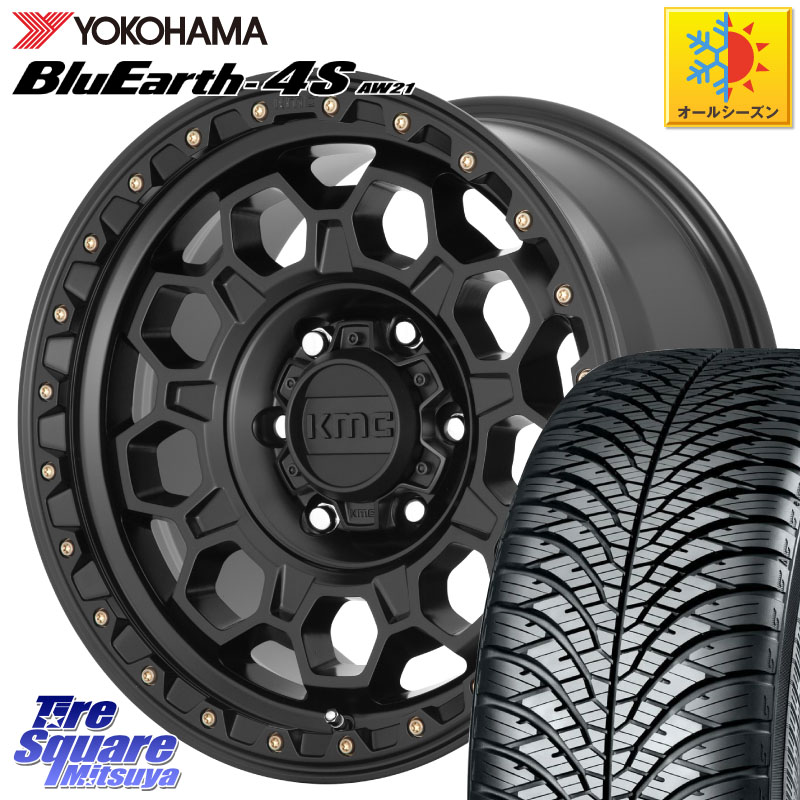 YOKOHAMA R4436 BluEarth-4S AW21 オールシーズンタイヤ ヨコハマ 225/65R17KMC KM545 Trek Black ホイール 17インチ 17X8.0J 35 5穴 114.3 RAV4 50系 NX レクサス ハリアー|タイヤスクエアミツヤ