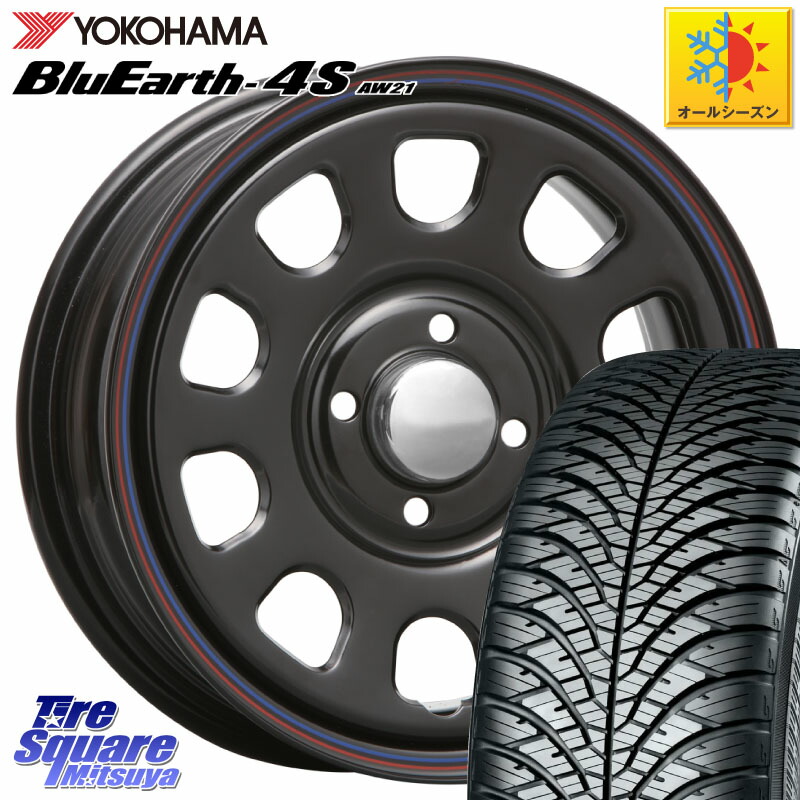 YOKOHAMA R8507 BluEarth-4S AW21 オールシーズンタイヤ ヨコハマ 165/65R14MLJ デイトナ SS DAYTONA SS BK 4H 14インチ 14X5.0J 42 4穴 100 ハイゼットアゲトラCustom車用※軽自動車専用ホイール※ デリカ ミニ DELICA MINI ディアスワゴン ハスラー リフトアップ等カ|タイヤスクエアミツヤ