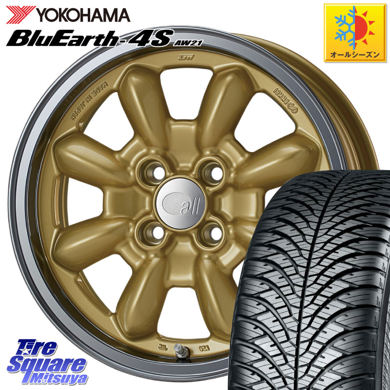 YOKOHAMA R8508 BluEarth-4S AW21 オールシーズンタイヤ ヨコハマ 165/55R15ENKEI エンケイ ALL EIGHTEEN Classical Spoke 15インチ 15X6.0J 38 4穴 100 ブーン BOON|タイヤスクエアミツヤ