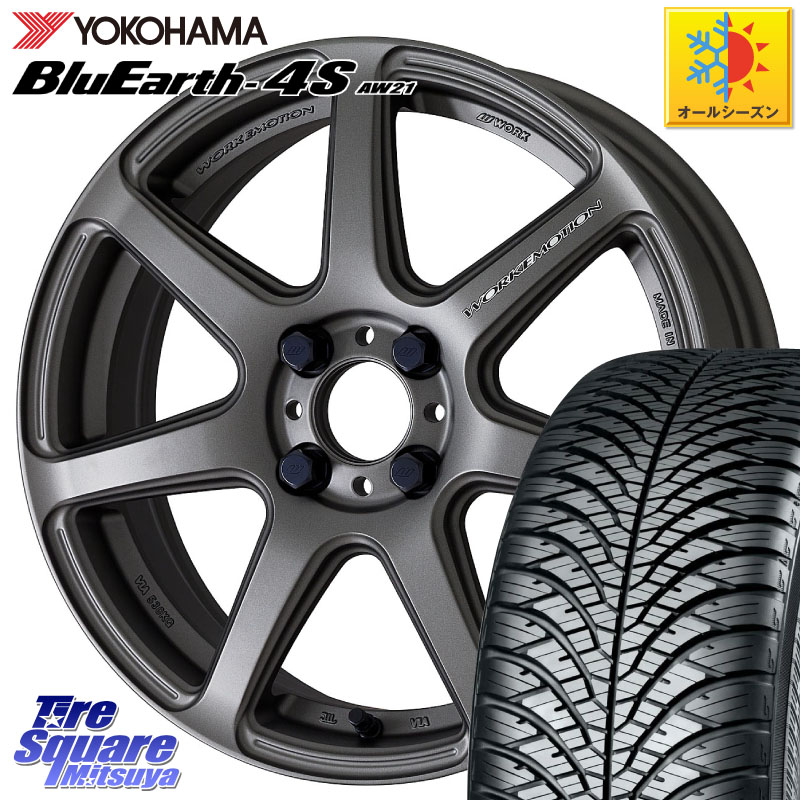 YOKOHAMA R7611 BluEarth-4S AW21 オールシーズンタイヤ ヨコハマ 215/45R17WORK ワーク EMOTION エモーション T7R MGM 17インチ 17X7.0J 47 4穴 100 FITクロスター アクア｜タイヤスクエアミツヤ