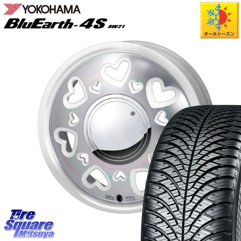 YOKOHAMA R8810 BluEarth-4S AW21 オールシーズンタイヤ ヨコハマ 165/60R15 MONZA K Quty キューティー ホイール 15インチ 15 X 4.5J +43 4穴 100 キャスト[アクティバ] ハスラー ピクシスジョイ[Cグレード] ハイゼット アゲトラCustom車用※軽自動車専用ホイール※