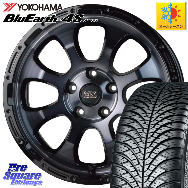 YOKOHAMA R4452 BluEarth-4S AW21 オールシーズンタイヤ ヨコハマ 225/55R17 HotStuff マッドクロス GRACE グレイス BKC 5H ホイール 17インチ 17 X 7.0J +45 5穴 114.3 MAZDA6 10系アルファード