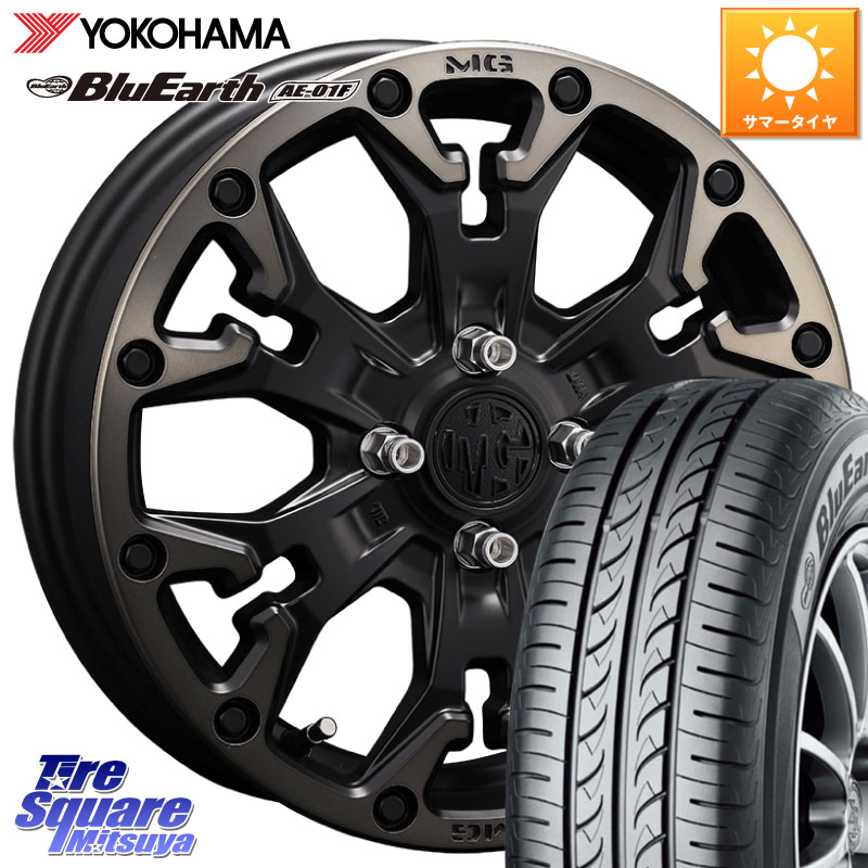 YOKOHAMA F8335 BluEarth AE01F ヨコハマ 195/55R16CRIMSON MG GOLEM Jr ホイール 16インチ 16X6.0J 38 4穴 100 カローラフィールダー カローラアクシオ|タイヤスクエアミツヤ