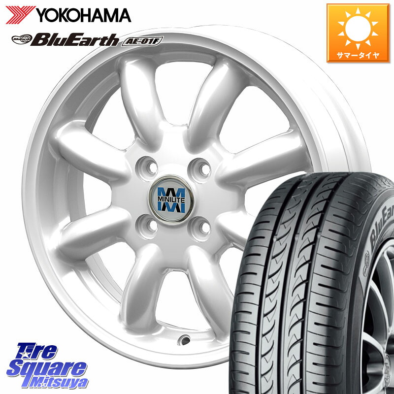 YOKOHAMA F8322 BluEarth AE01F ヨコハマ 185/60R15KOSEI MINILITE ホワイト ホイール 15インチ ミニライト 15X5.0J 40 4穴 100 130系ヴィッツ アクア｜タイヤスクエアミツヤ