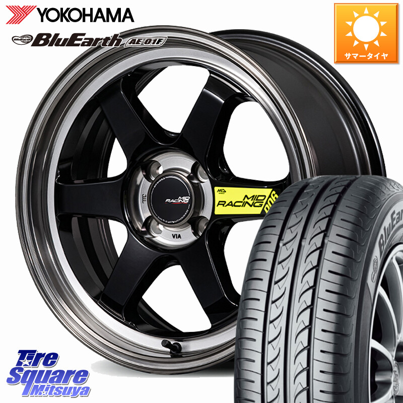 YOKOHAMA F8335 BluEarth AE01F ヨコハマ 195/55R16MANARAY MID RACING R06 ホイール 16インチ 16X7.0J 35 4穴 100 MAZDA2|タイヤスクエアミツヤ