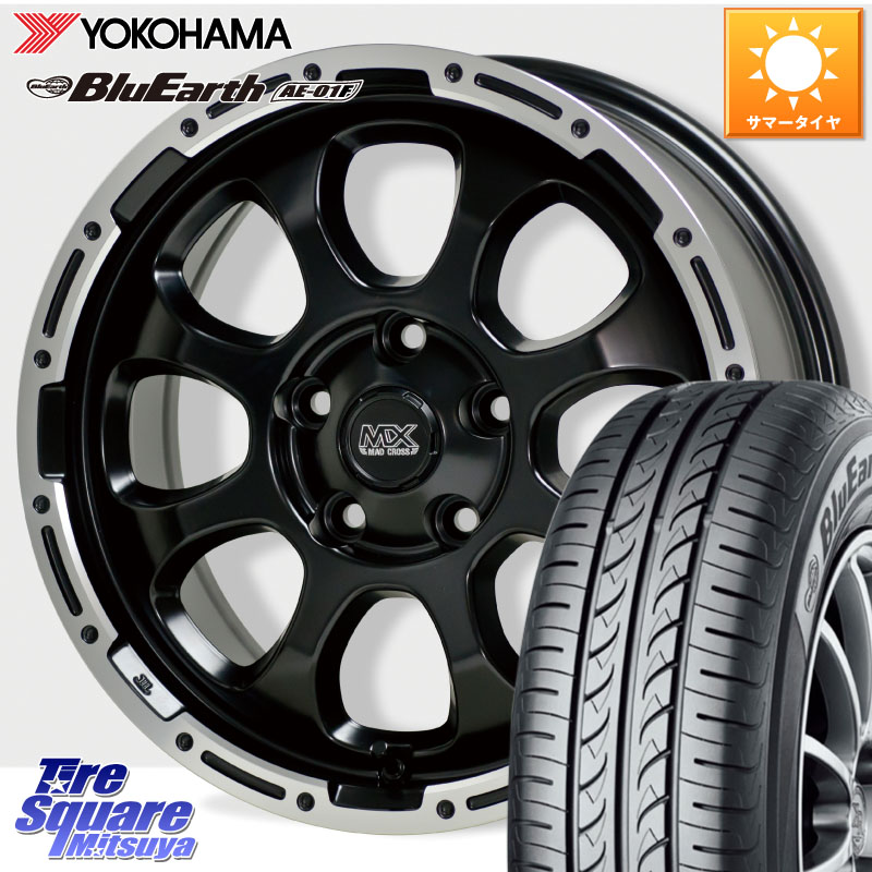 HotStuff マッドクロス GRACE グレイス BK 5H ホイール 16インチ 16 X 7.0J +38 5穴 114.3 YOKOHAMA F8329 BluEarth AE01F ヨコハマ 205/60R16 90系ノア ヴォクシー プリウスアルファ RP6～8ステップワゴン