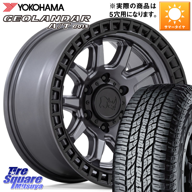 YOKOHAMA R1139 GEOLANDAR AT G015 A/T アウトラインホワイトレター ヨコハマ 285/70R17BLACK RHINO CALICO カリコ ガンメタ ホイール 17インチ ブラックライノ 17X8.5J 34 5穴 127 クライスラー ジープ ラングラー JK系 クライスラー ジープ ラングラー JL系|タイヤスクエアミツヤ