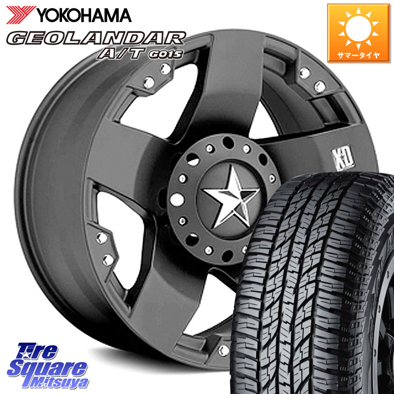 YOKOHAMA R1139 GEOLANDAR AT G015 A/T アウトラインホワイトレター ヨコハマ 285/70R17KMC XD775ROCKSTAR ホイール 17インチ ロックスター 17X8.0J 10 6穴 139.7 Tacoma ランドクルーザー プラド カスタムサイズ｜タイヤスクエアミツヤ
