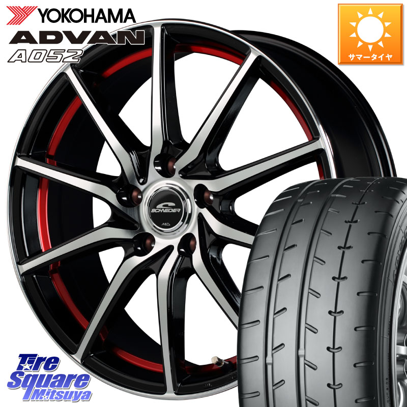 MANARAY MID SCHNEIDER RX810 レッド ホイール 17インチ 17 X 7.0J +48 5穴 114.3 YOKOHAMA R4297 ADVAN A052 アドバン ヨコハマ 225/45R17