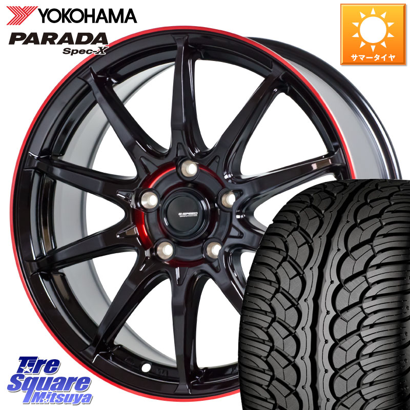 HotStuff 軽量設計 G.SPEED P-05R P05R RED ホイール 18インチ 18 X 7.0J +48 5穴 114.3 YOKOHAMA F2318 PARADA Spec-X PA02 スペックX ヨコハマ 235/60R18
