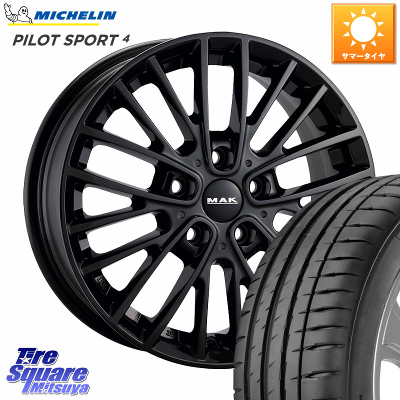 阿部商会 MAK CHELSE BK ホイール 16インチ 16 X 7.0J(MINI F54) +52 5穴 112 ミシュラン PILOT SPORT4 パイロットスポーツ4 (94Y) XL 正規 205/55R16 MINI ミニ クラブマン F54