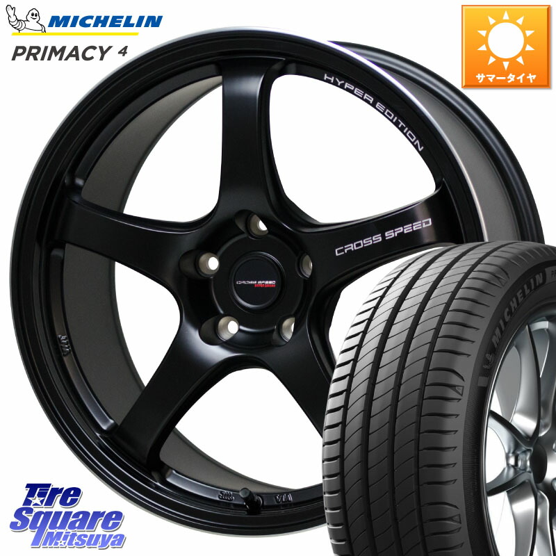 HotStuff クロススピード CR5 CR-5 軽量 BK ホイール 18インチ 18 X 8.5J(VAB 4POT) +50 5穴 114.3 ミシュラン PRIMACY4 プライマシー4 93H AO 正規 245/40R18 WRX STI アプライドA-C(ブレンボ4POTキャリパー)対応