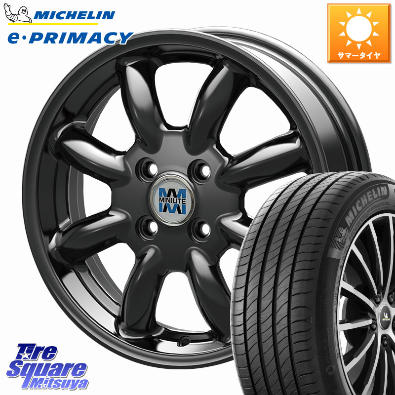 KOSEI MINILITE ブラック ホイール 15インチ ミニライト 15 X 4.5J +45 4穴 100 ミシュラン e PRIMACY Eプライマシー 79V XL 正規 165/55R15 デリカミニ2WD タント スペーシア サクラ