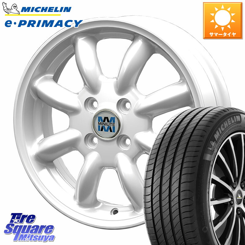 KOSEI MINILITE ホワイト ホイール 15インチ ミニライト 15 X 5.0J +40 4穴 100 ミシュラン e PRIMACY Eプライマシー 79V XL 正規 165/55R15