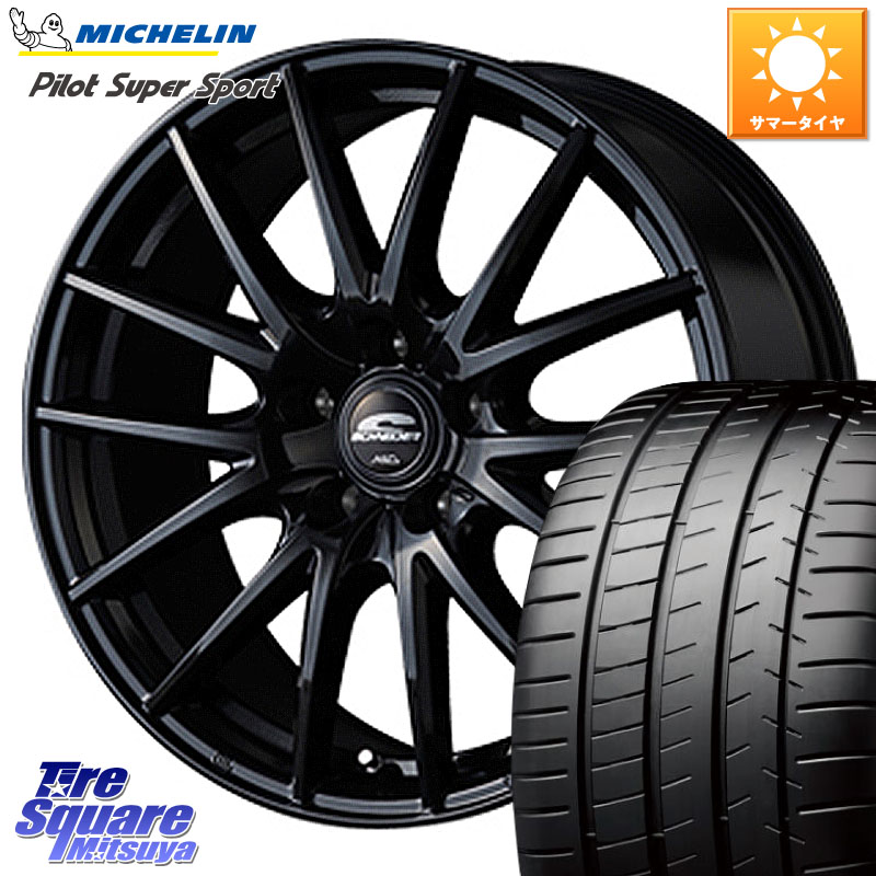 MANARAY MID SCHNEIDER SQ27 ブラック ホイール 18インチ 18 X 8.0J +42 5穴 114.3 ミシュラン パイロットスーパースポーツ 88Y ★ 正規 225/40R18 プリウスアルファ GRヤリスRSノーマルキャリパー